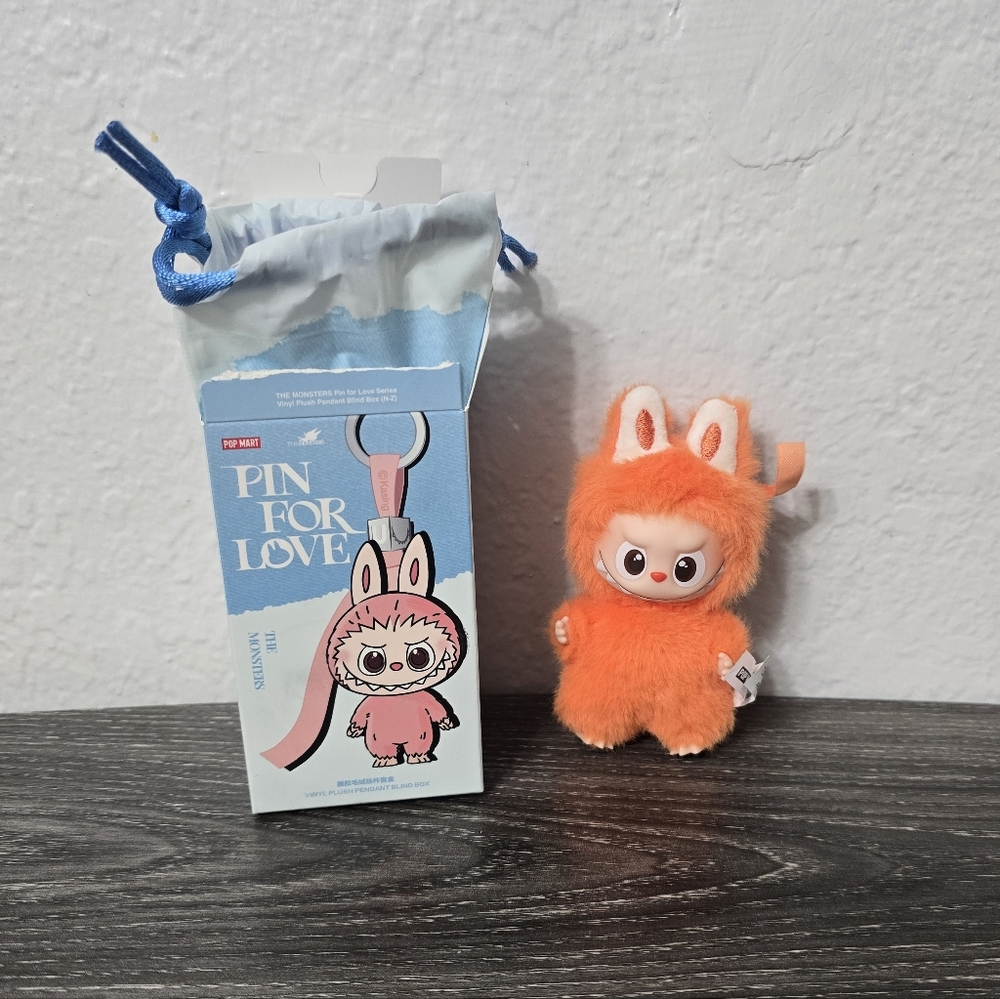 Pin For Love Orange Labubu Keychain